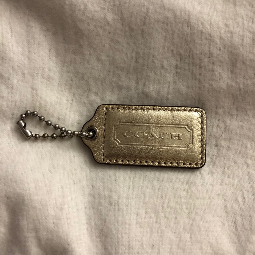 Coach gold leather keychain